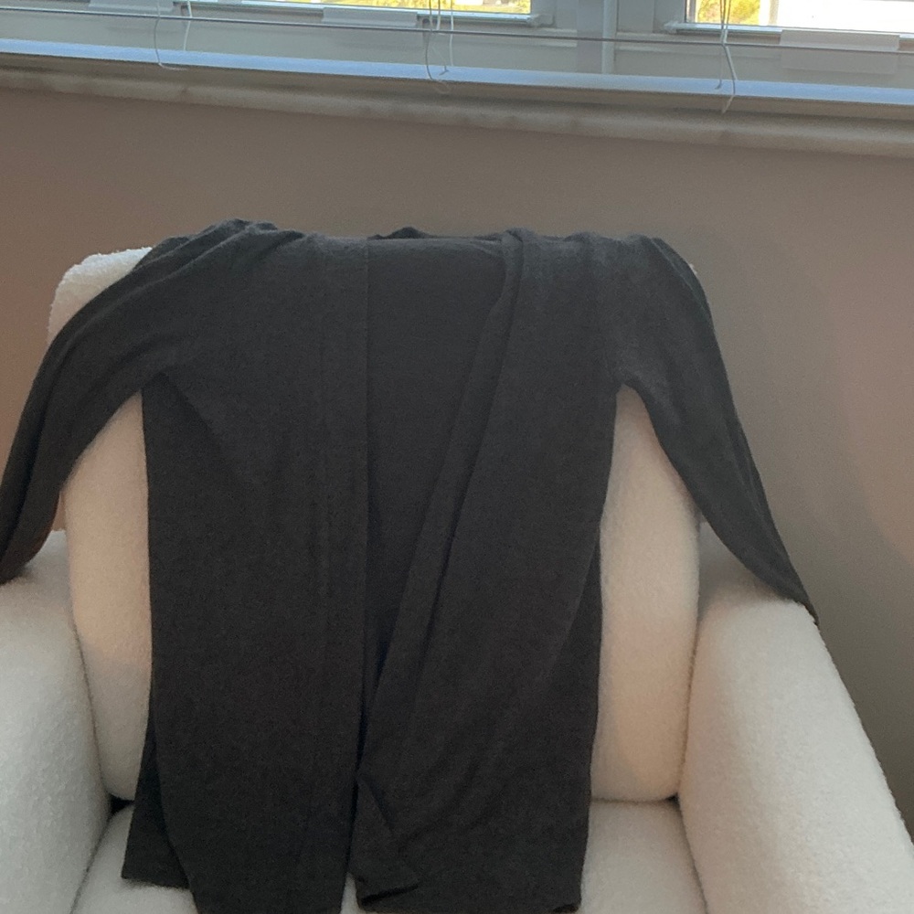 Dark Gray Open Front Cardigan